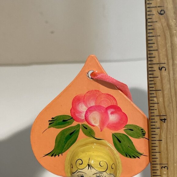 Vintage Wooden Russian Style Doll Christmas Ornament Hand Painted Holiday 5" - Picture 7 of 8